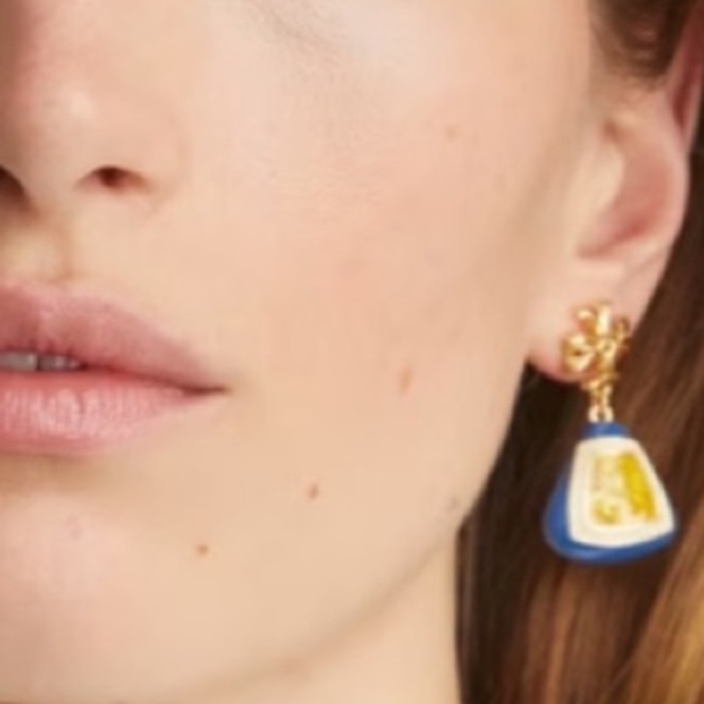 Tory Burch Roxanne multi gold, blue & yellow dangle + drop earrings - Picture 7 of 7